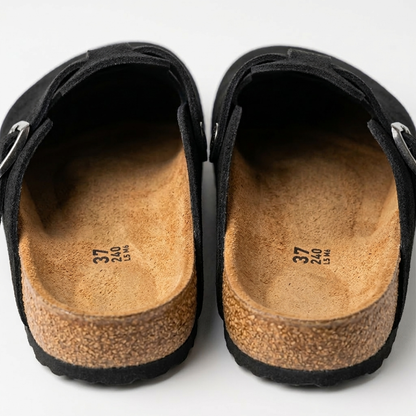 Men’s Suede Clogs Adjustable Buckle Comfort Slip-On Sandals