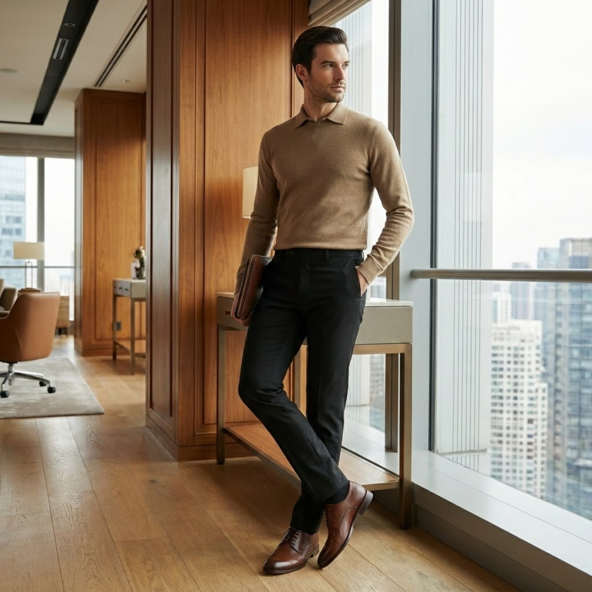 Men's Slim Fit Stretch Dress Pants Elegant Silver