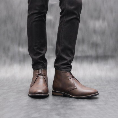 Men's Vintage Ankle Boots Brown Leather