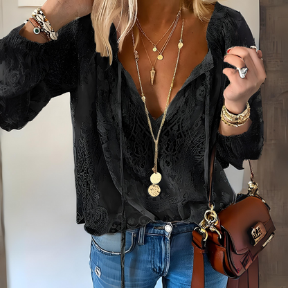 Elegant Ladies Lightweight V Neck Summer Top