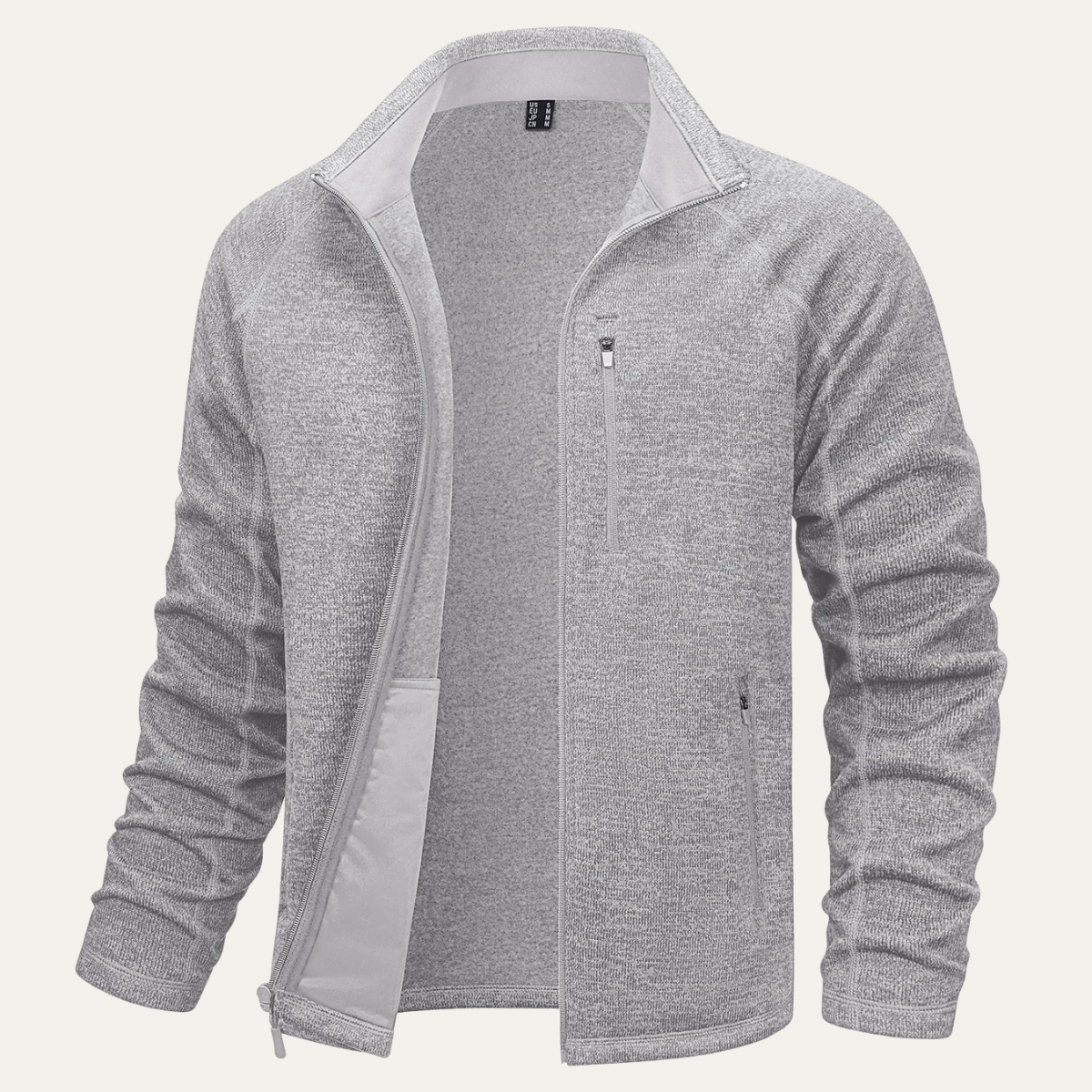 Men's Full Zip Fleece Jacket Warm Knitted