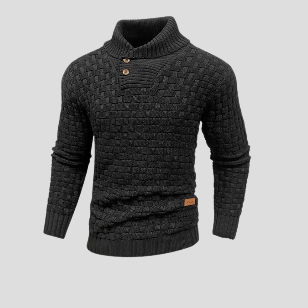 Men's Button-Up Half-Collar Sweater - VibreMode