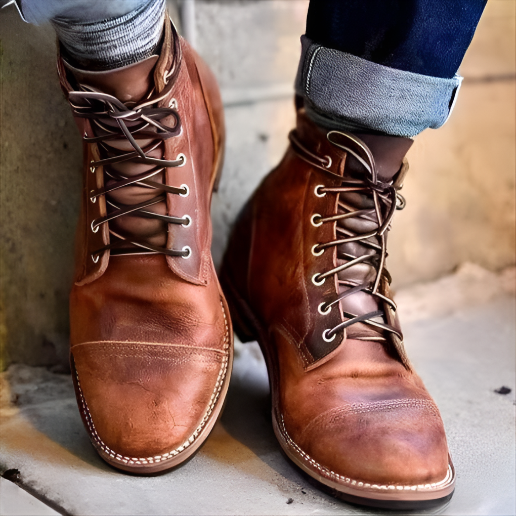 Men's Lace-Up Boots Vintage Style - VibreMode