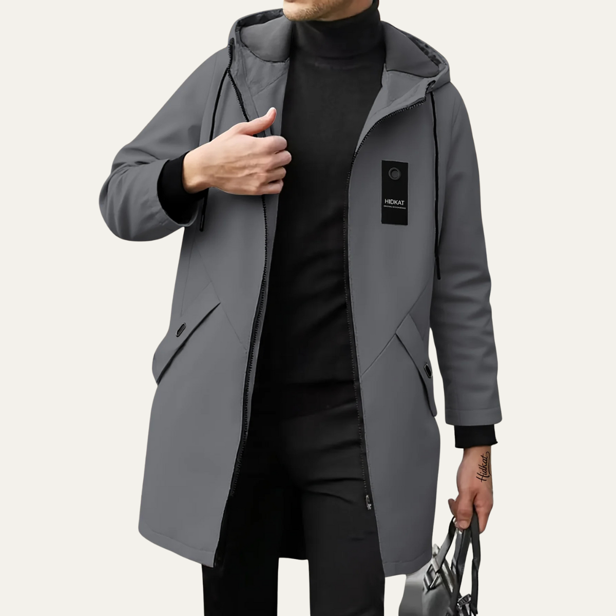 Waterproof Long Rain Jacket Windproof Hooded Coat