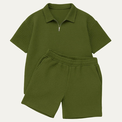 Men's Polo And Shorts Set Red