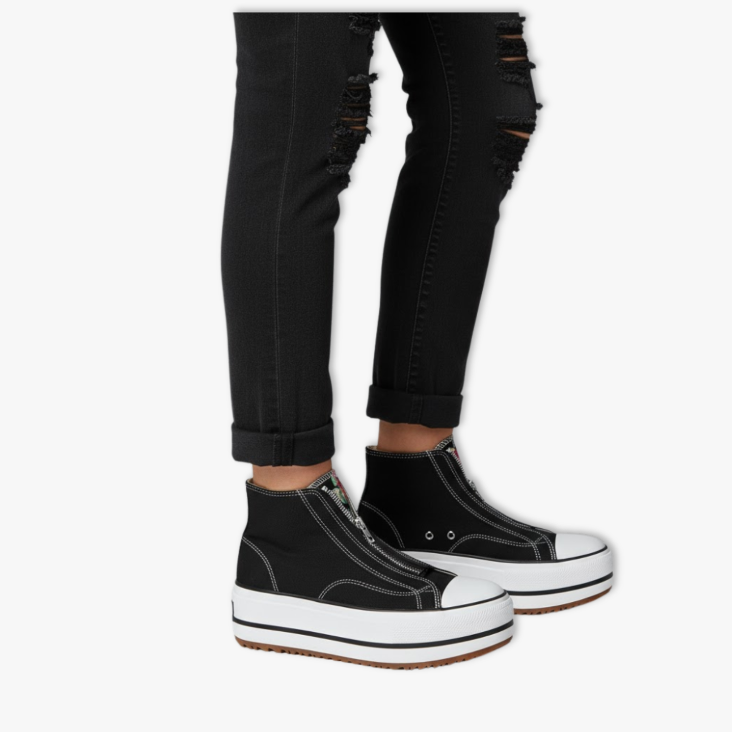 Trendy High-Top Chunky Sole Sneakers for Women - VibreMode