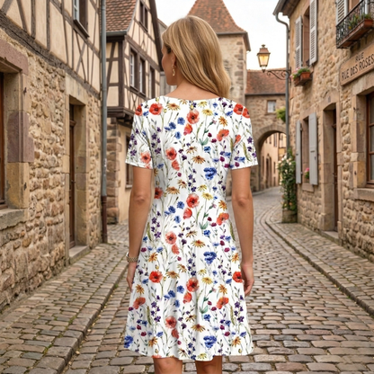 Women’s Midi Dress Short Sleeve A Line Casual Summer Dress