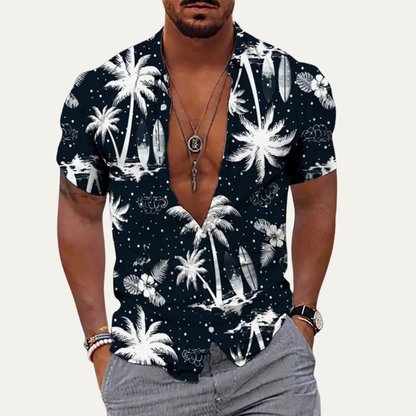 Men's Hawaiian Beach Shirt Tropical Print Cotton Relaxed Fit