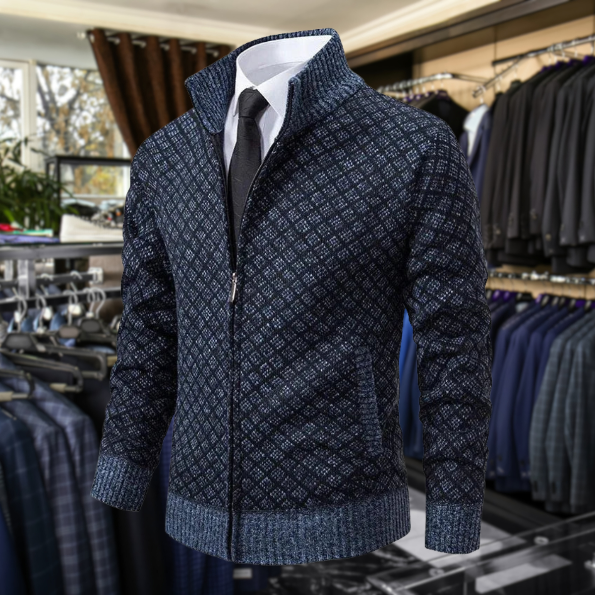 Men's Zip Front Cardigan Stand Collar
