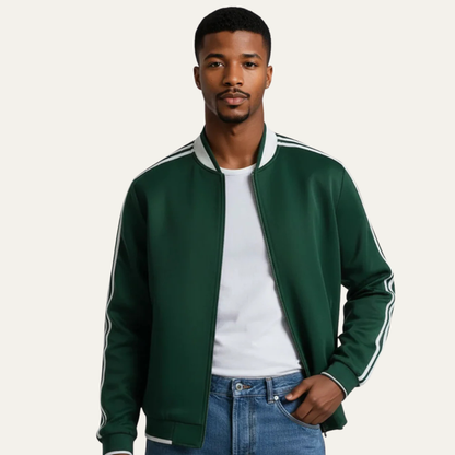 Men's Lightweight Zip Up Track Jacket Breathable Striped Sleeves