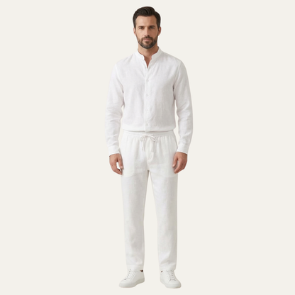 Men's Cotton Linen Shirt Pants Set