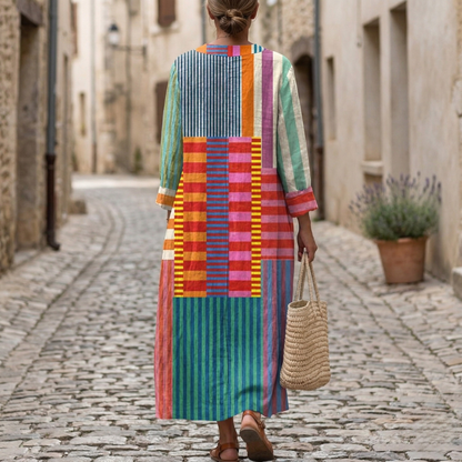 Women’s Block Maxi Long Sleeve Casual Dress