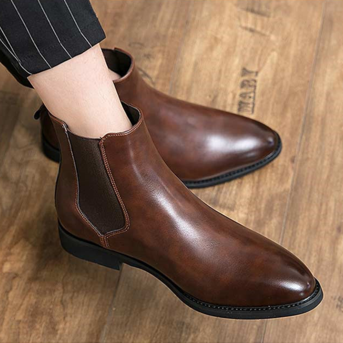 Men's Leather Chelsea Boots Vintage Brown