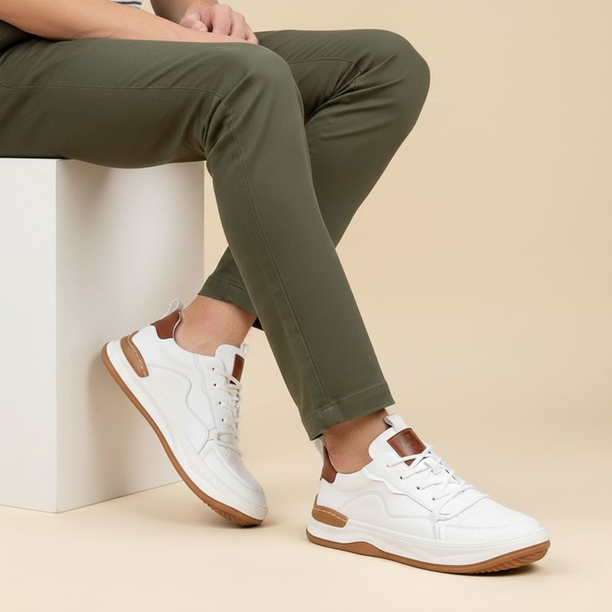 Men's Leather Sneakers Modern Casual Brown