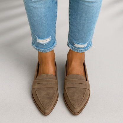 Women's Pointed Toe Loafers Strap Detail