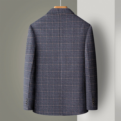 Men's Plaid Jacket Business Casual Wool Blend