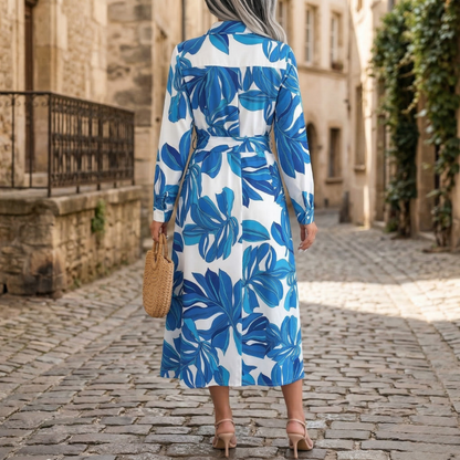 Women’s Shirt Dress Maxi Long Sleeve Button Front Belted Dress