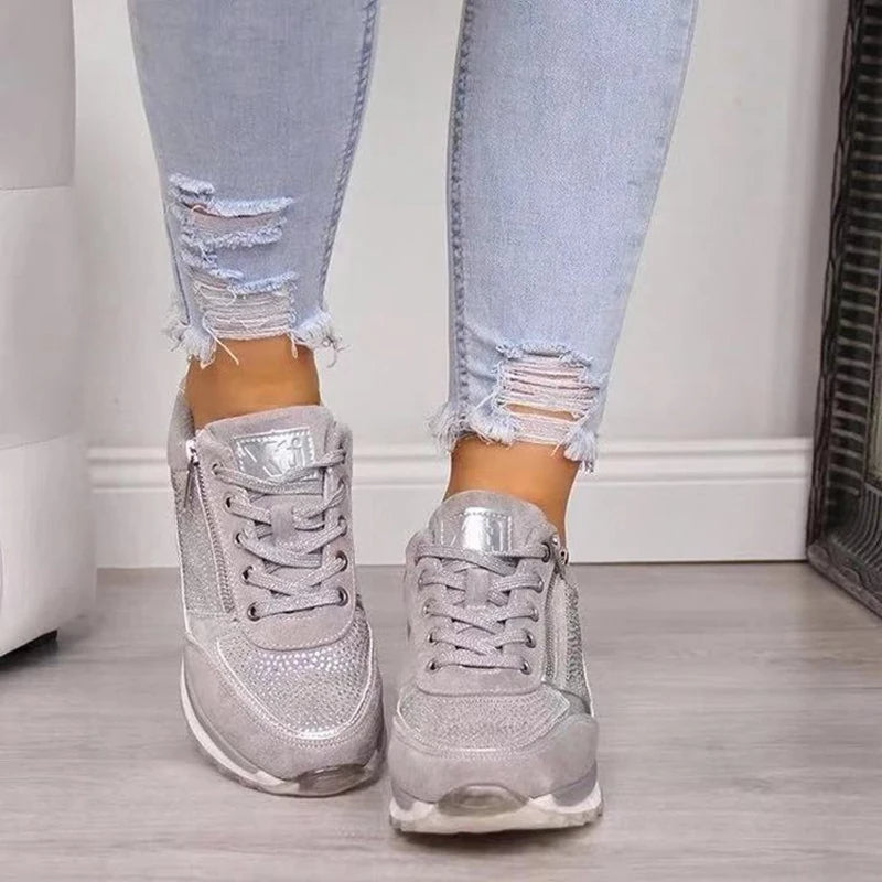Women's Crystal Sneakers Platform Sole