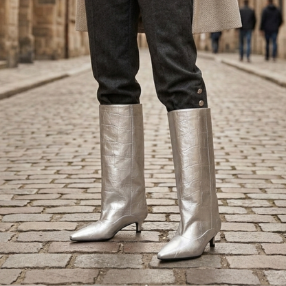 Knee High Boots Kitten Heel Pointed Toe Women