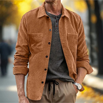 Men's Corduroy Shirt Jacket Lightweight Button Up