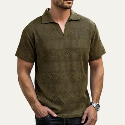 Men's V Neck Knitted Polo Shirt Breathable
