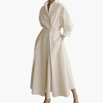 Women's Long Sleeve Shirt Dress Button Front - VibreMode