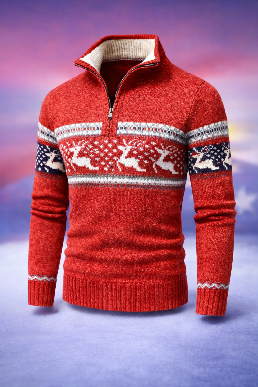 Mens Lightweight Colorful Half Zip Sweater