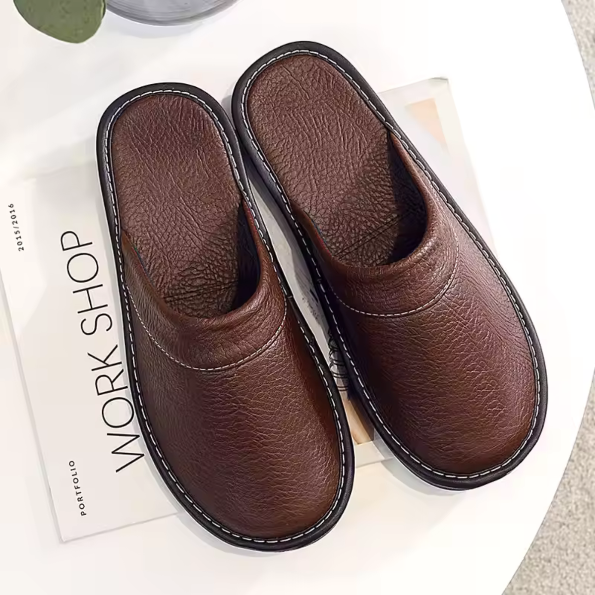 Men's Leather Slip On Clogs Shoes