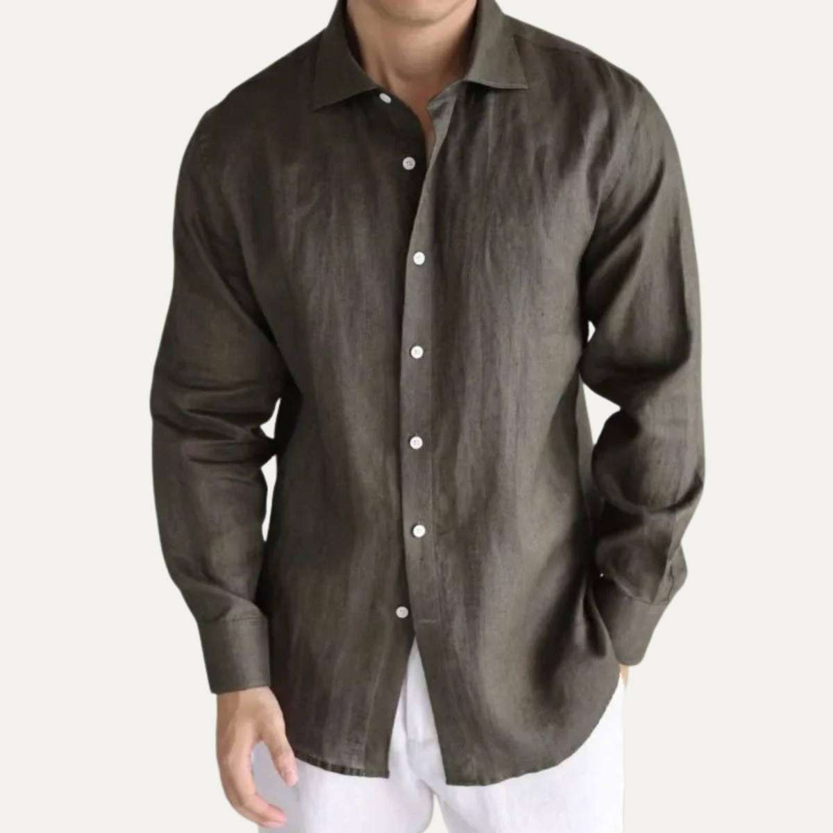 Men's Casual Business Shirt Cotton White