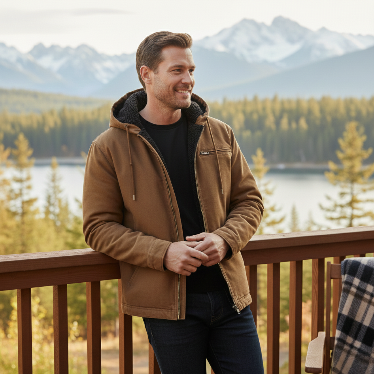 Men's Fleece Lined Hooded Jacket
