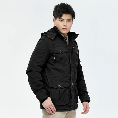 Men's Winter Hooded Parka Jacket Fleece Lining