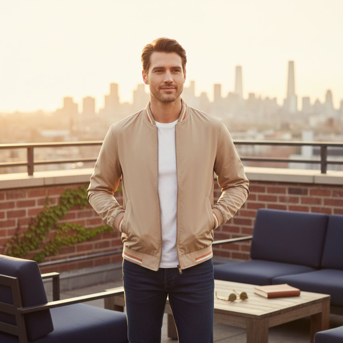 Balmoral Men's Bomber Jacket Slim Fit Zip Up