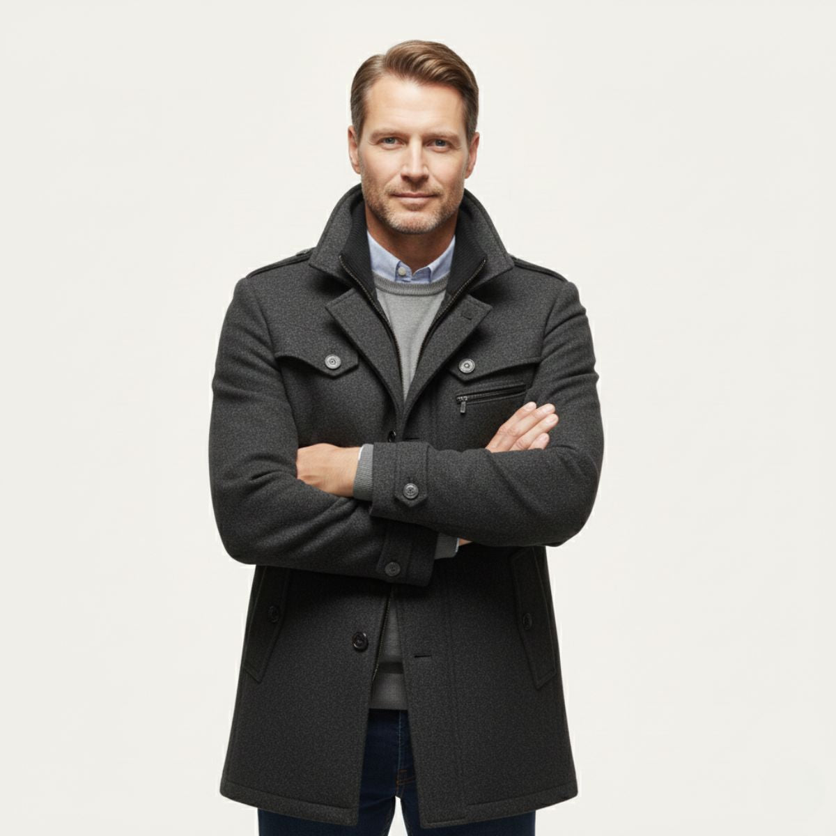 Men's Wool Blend Winter Coat Smart Casual