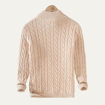 Men's Cotton Cable Knit Half Zip Sweater