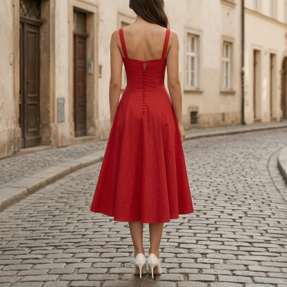 Women’s Line Midi Dress Square Neck Corset Summer Dress