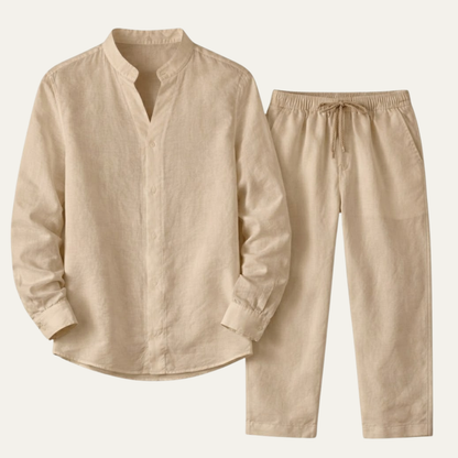 Men's Cotton Linen Shirt Pants Set