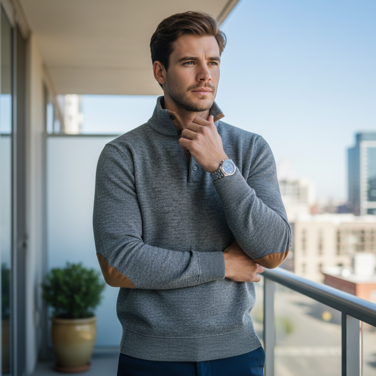 Men's Knitted Sweater Elbow Patches Heritage