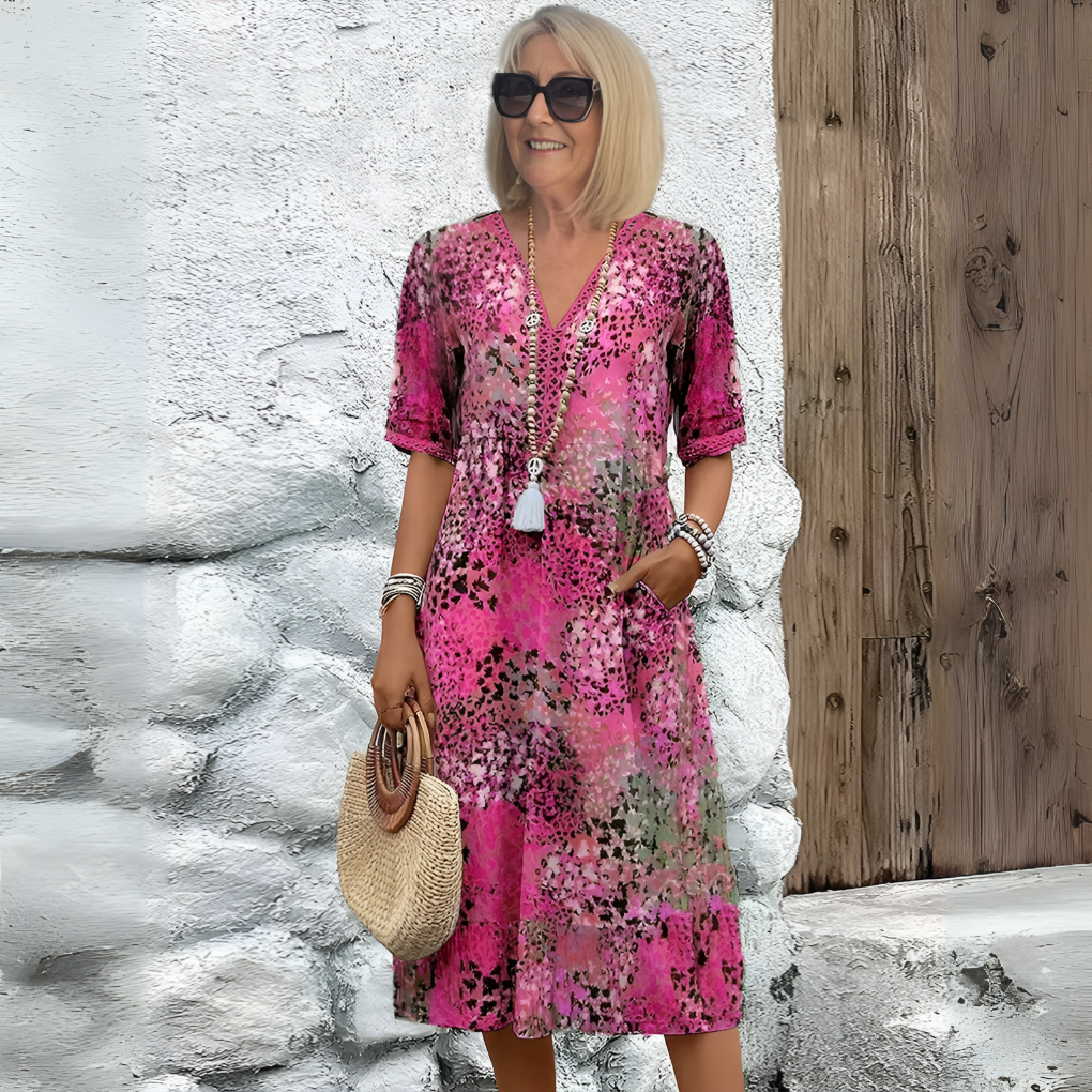Women's Soft V-Neck Midi Dress