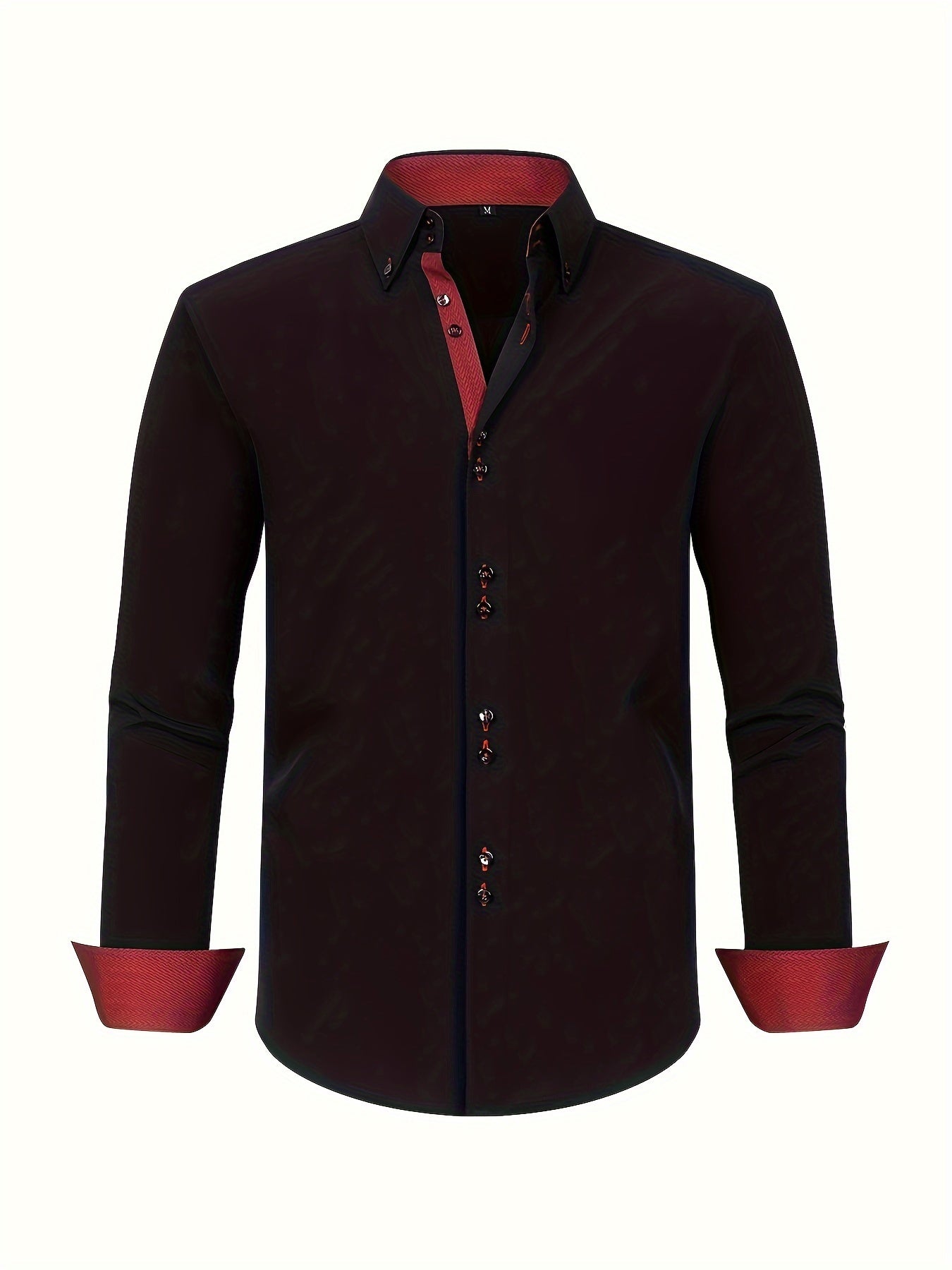 Men's Long Sleeve Button Down Shirt Contrast Trim