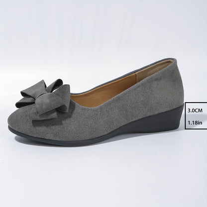 Bella Women's Ballet Flats Slip-On Round Toe Bow Detail