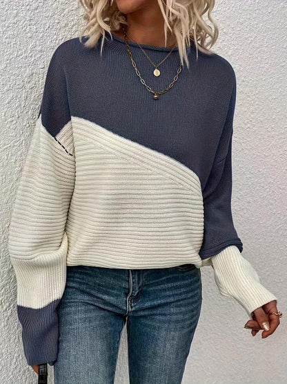 Comfortable Multicolor Knit Crew Neck Sweater