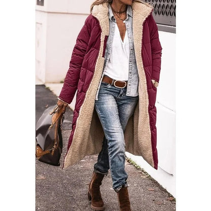 Women's Longline Puffer Jacket Sherpa Lining