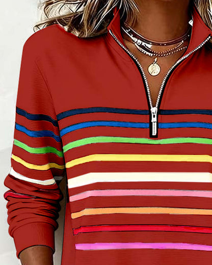 Women's Crew Neck Sweatshirt Ribbed Hem