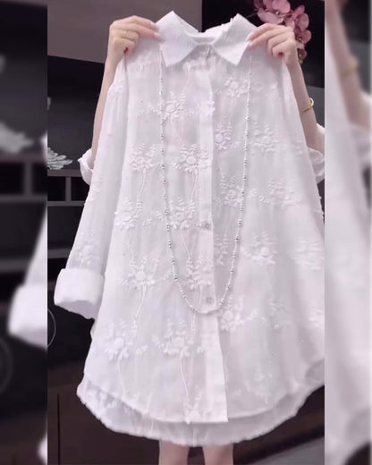 Women's Embroidered Drop Shoulder Shirt