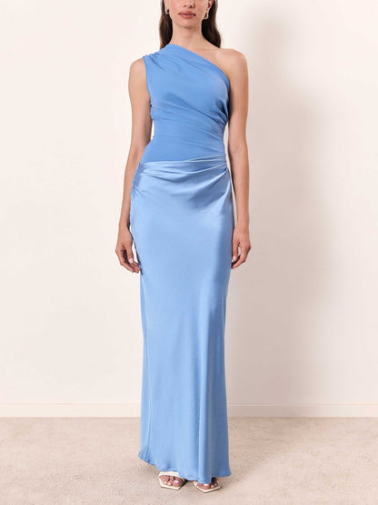 Chic Off The Shoulder Ruffled Evening Maxi Dress