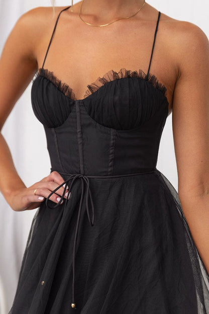 Women's Corset Midi Dress Tulle Skirt