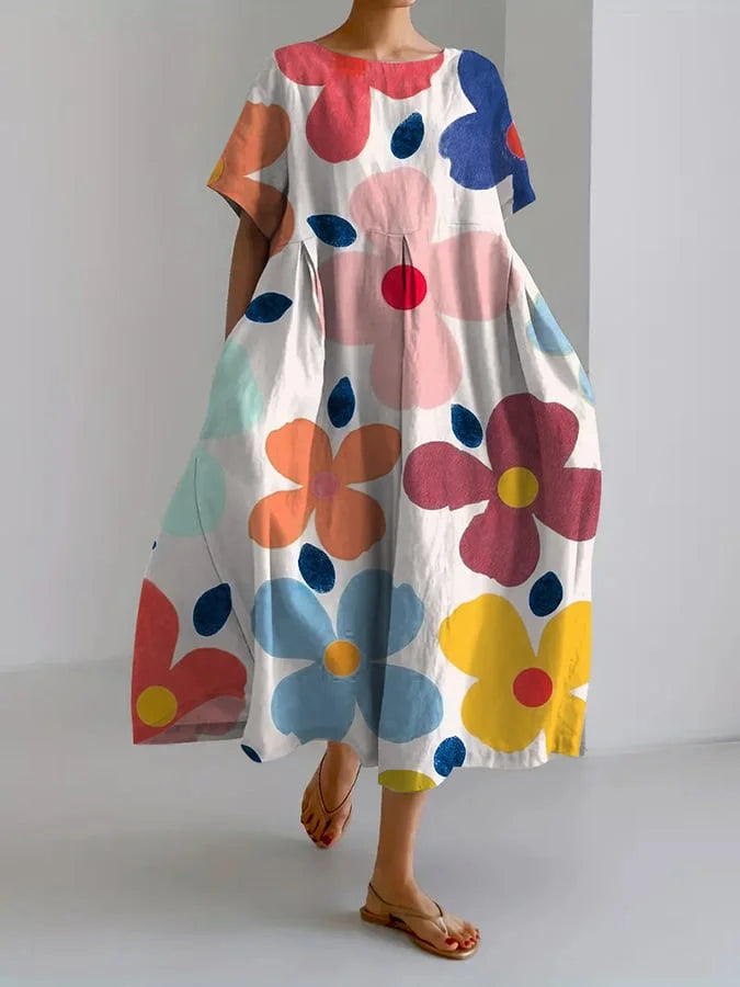Vibrant Floral Midi Dress for Warm Summer Days
