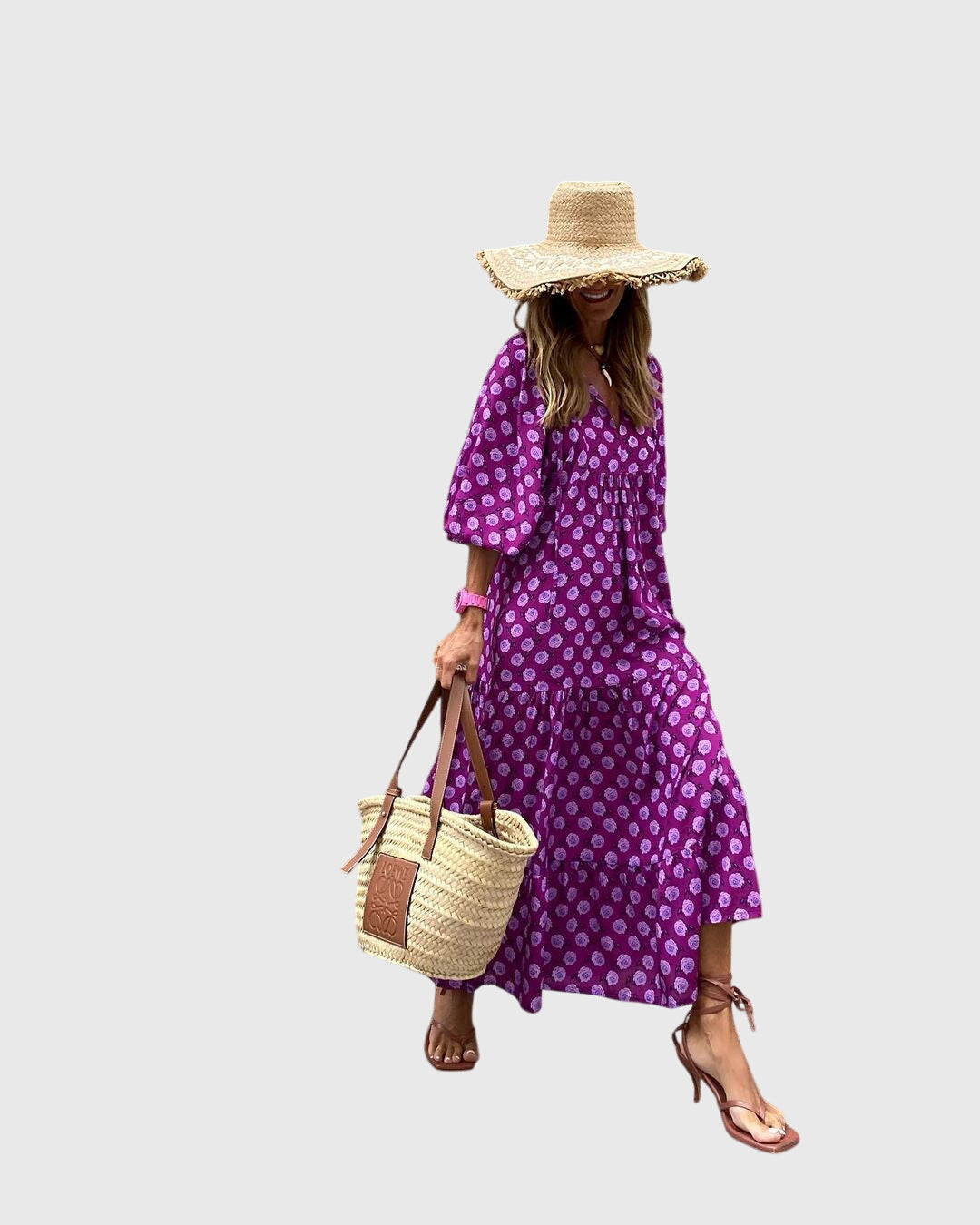 Floral Print Long Summer Dress For Ladies