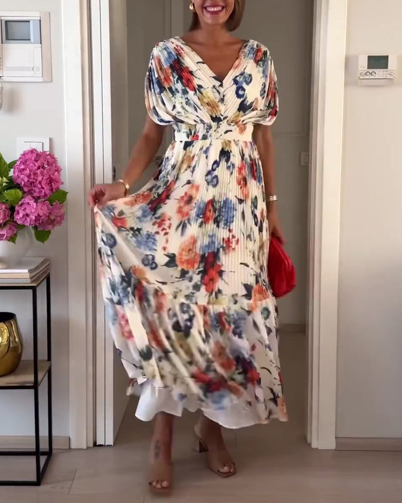 Vibrant Floral Print Flowy Women's Dress