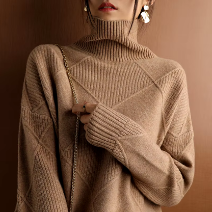 Women's Textured Knit Turtleneck Sweater